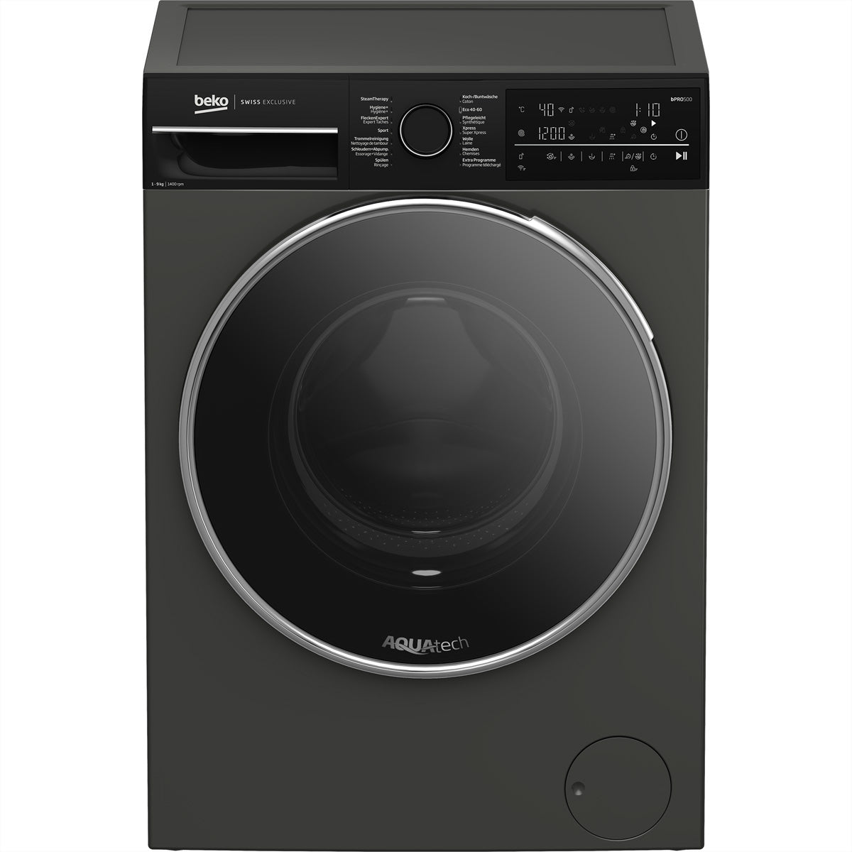 Beko Waschmaschine WM520 – 9 kg, 1'400 U/min, Energieklasse A – Manhattan Grau