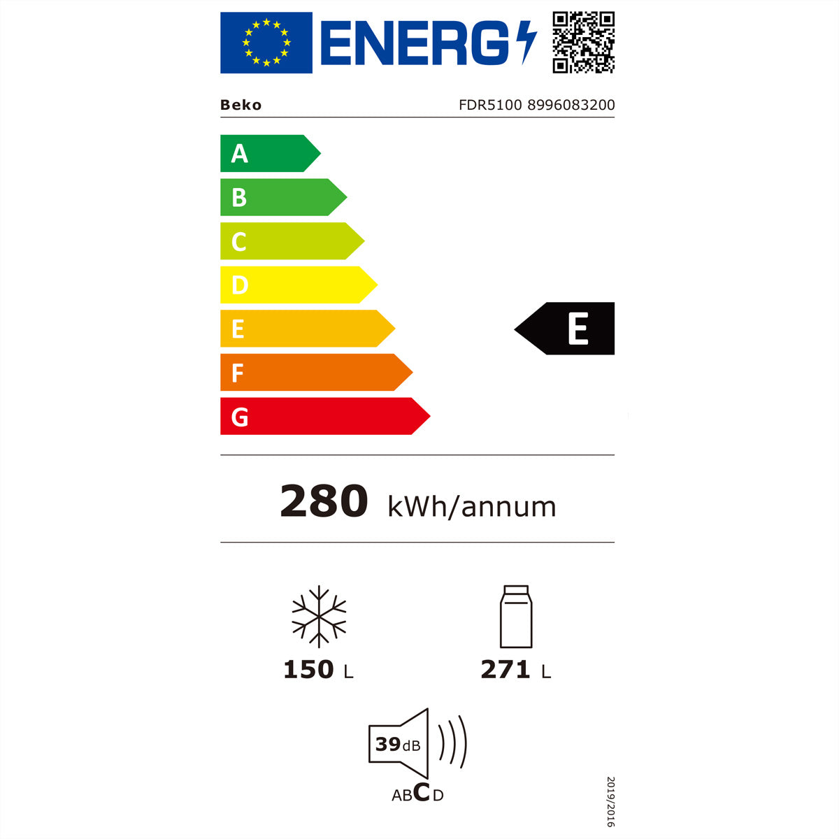 Beko Side-by-Side FDR5100 – 421 l, Energieeffizienzklasse E, 39 dB, Grau, 79×70×180 cm