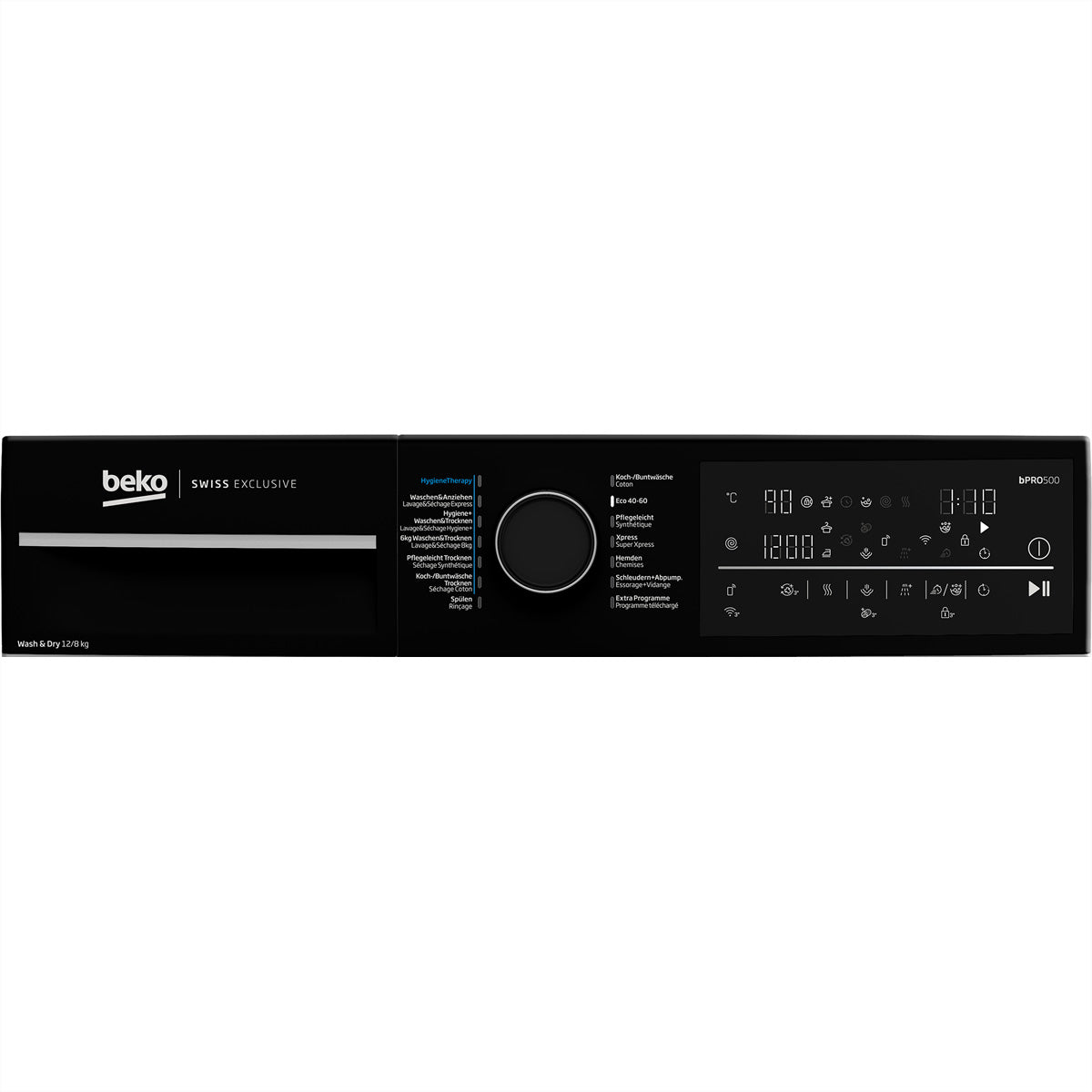 Beko Waschtrockner WT710 – 12 kg Waschen, 8 kg Trocknen, 1'400 U/min, Inverter & SteamCure – weiss/schwarz