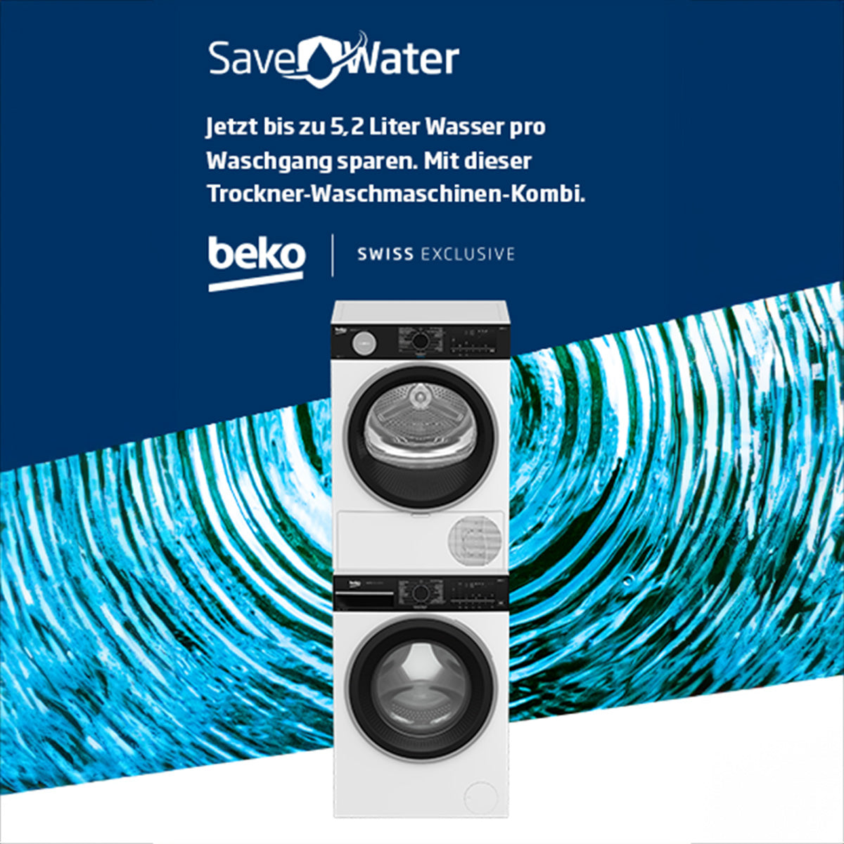 Beko Waschturm WM550_TR550 – 9 kg/8 kg, 1400 U/min – weiss/schwarz
