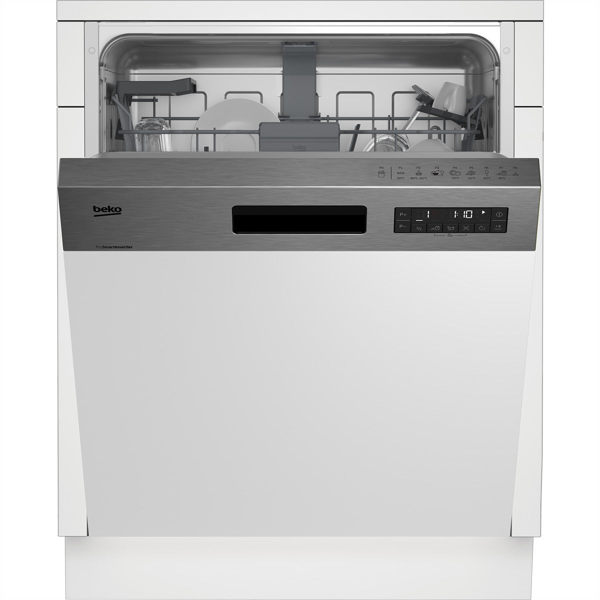 Beko Geschirrspüler EGT300 – teilintegriert, 59,8 cm, 14 Massgedecke, Energieklasse C, 9,5 l, 42 dB – weiss