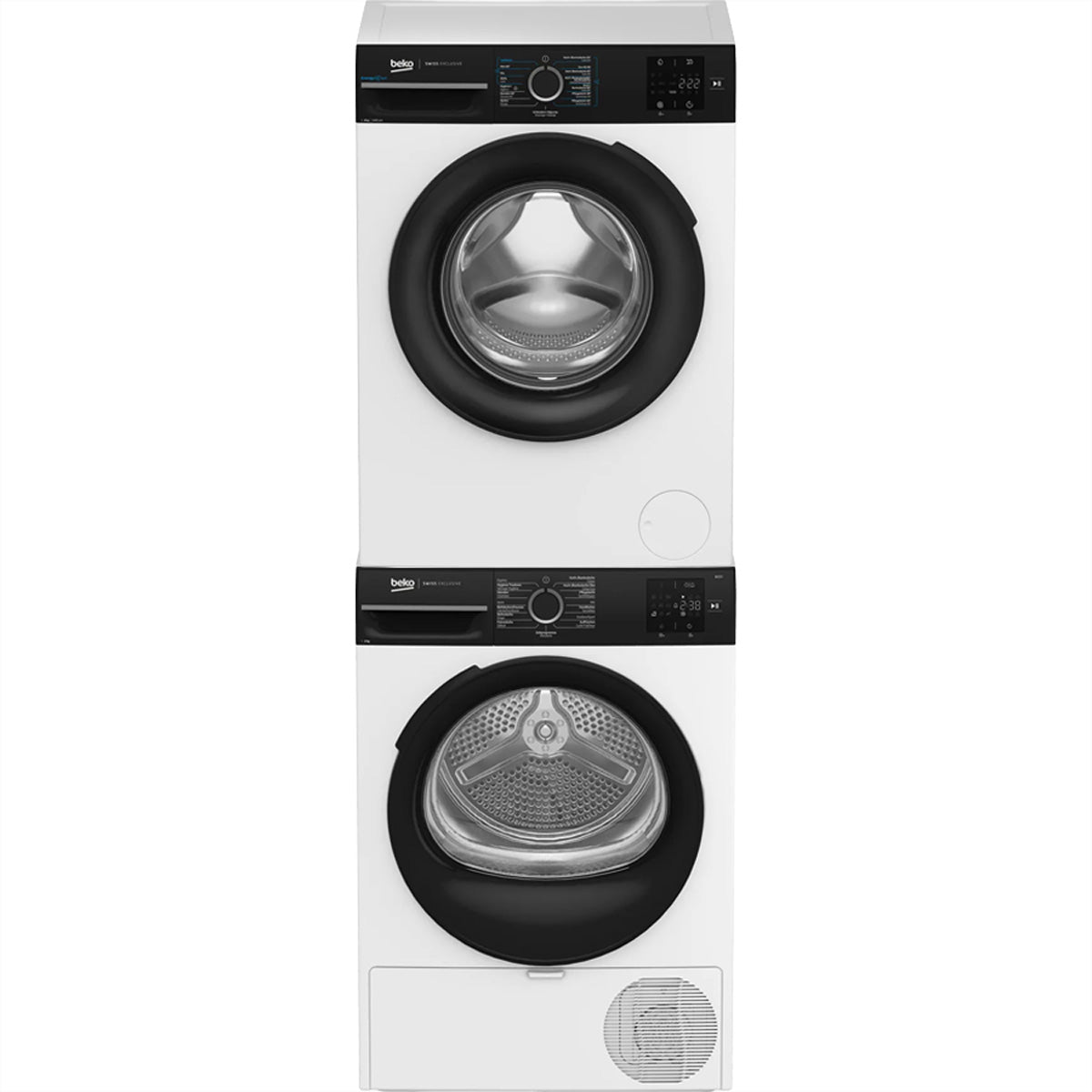 Beko Waschturm WM218_TR218C – 8 kg Waschen, 8 kg Trocknen, 1400 U/min – weiss/schwarz