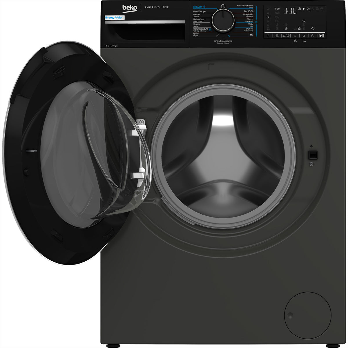 Beko Waschmaschine WM529 – 9 kg, Energieeffizienzklasse A, 1400 U/min, Invertermotor – Grau