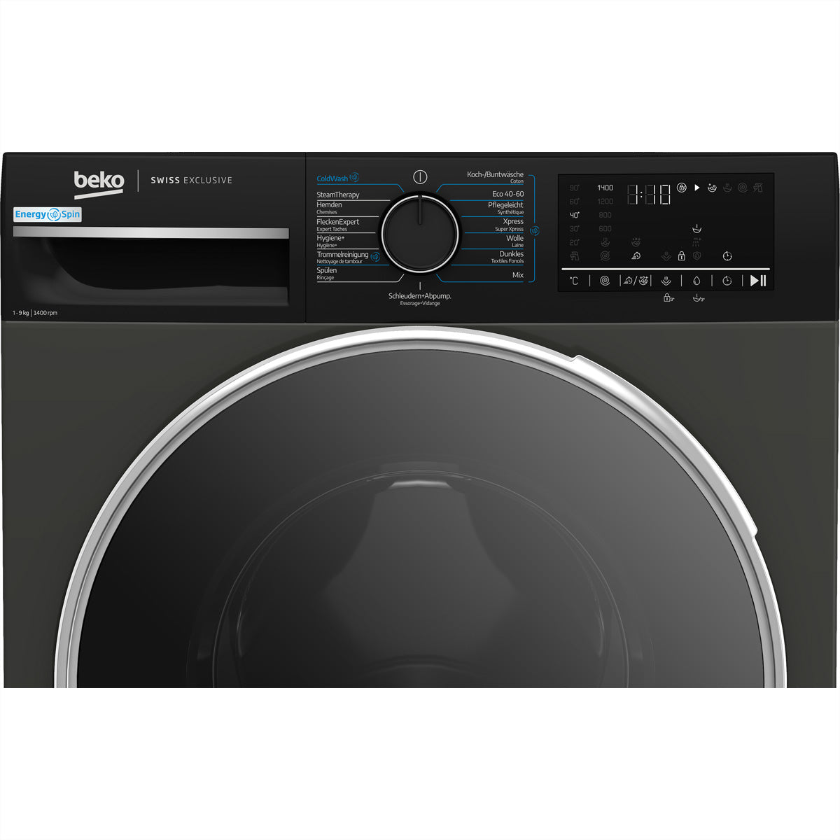 Beko Waschmaschine WM529 – 9 kg, Energieeffizienzklasse A, 1400 U/min, Invertermotor – Grau
