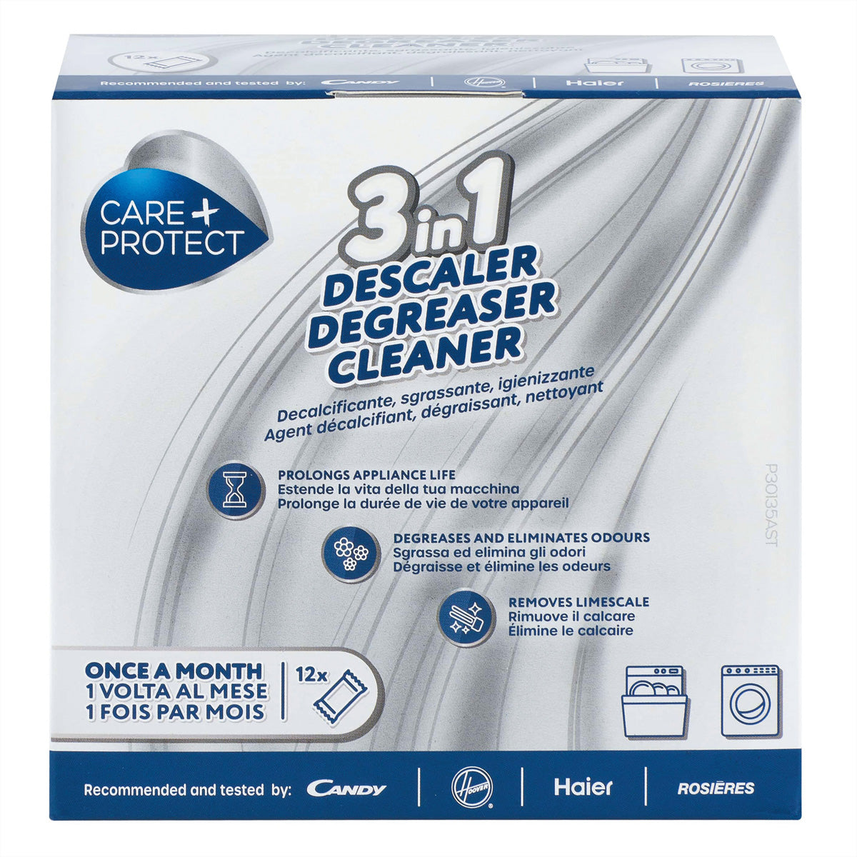 Care + Protect CarePlus Protect 3-in-1 Entkalker – für Geschirrspüler/Waschmaschine – Pulver, Box – 600 g – 6 Stk.