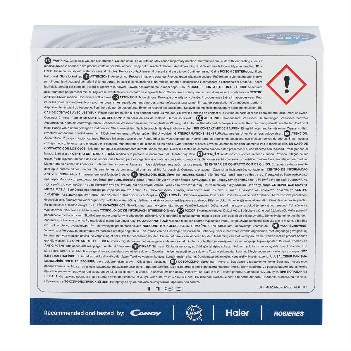 Care + Protect CarePlus Protect 3-in-1 Entkalker – für Geschirrspüler/Waschmaschine – Pulver, Box – 600 g – 6 Stk.