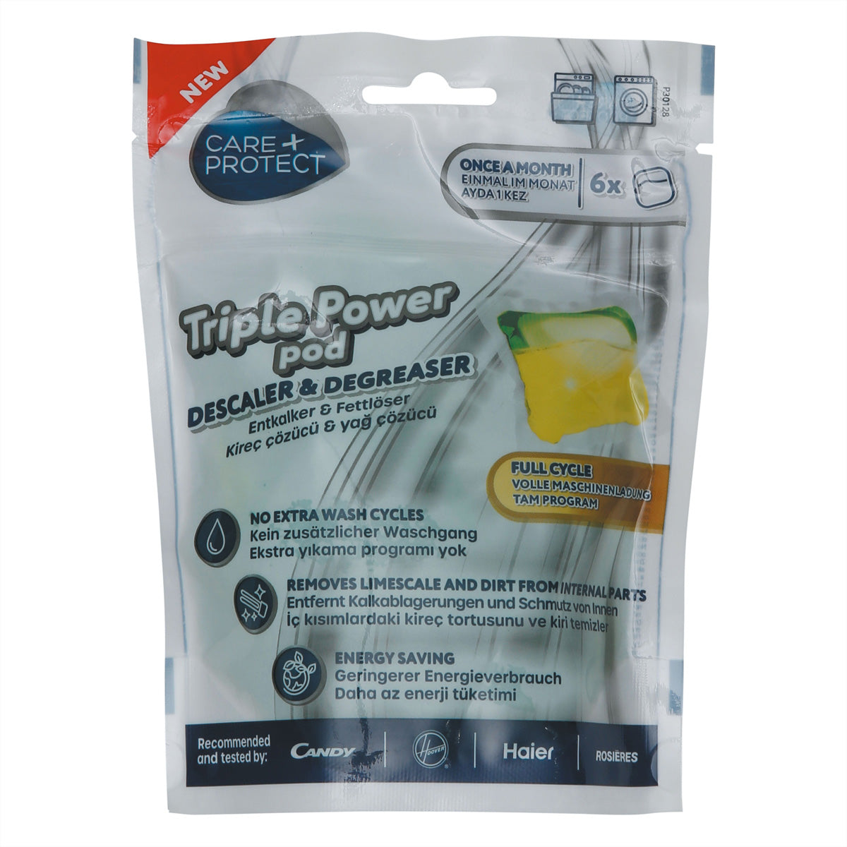 Care + Protect CarePlus Protect Entkalker – für Geschirrspüler/Waschmaschine – Flüssigkeit – 6 Tabs