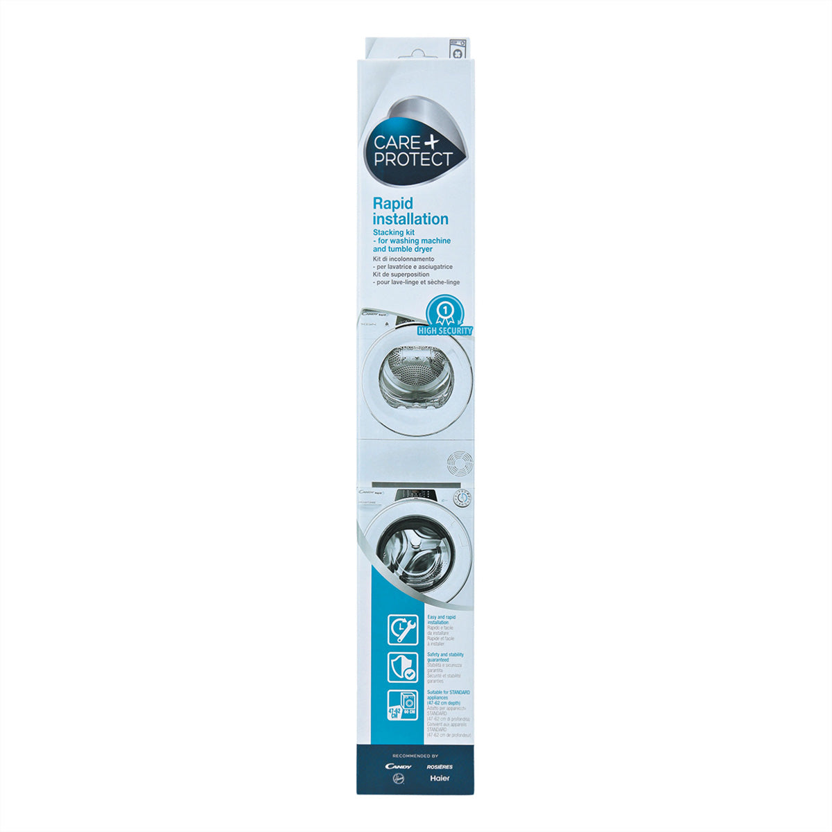 CarePlus Protect – Stapelsystem – 47–62 cm Tiefe, für Waschmaschine und Wäschetrockner, Weiss