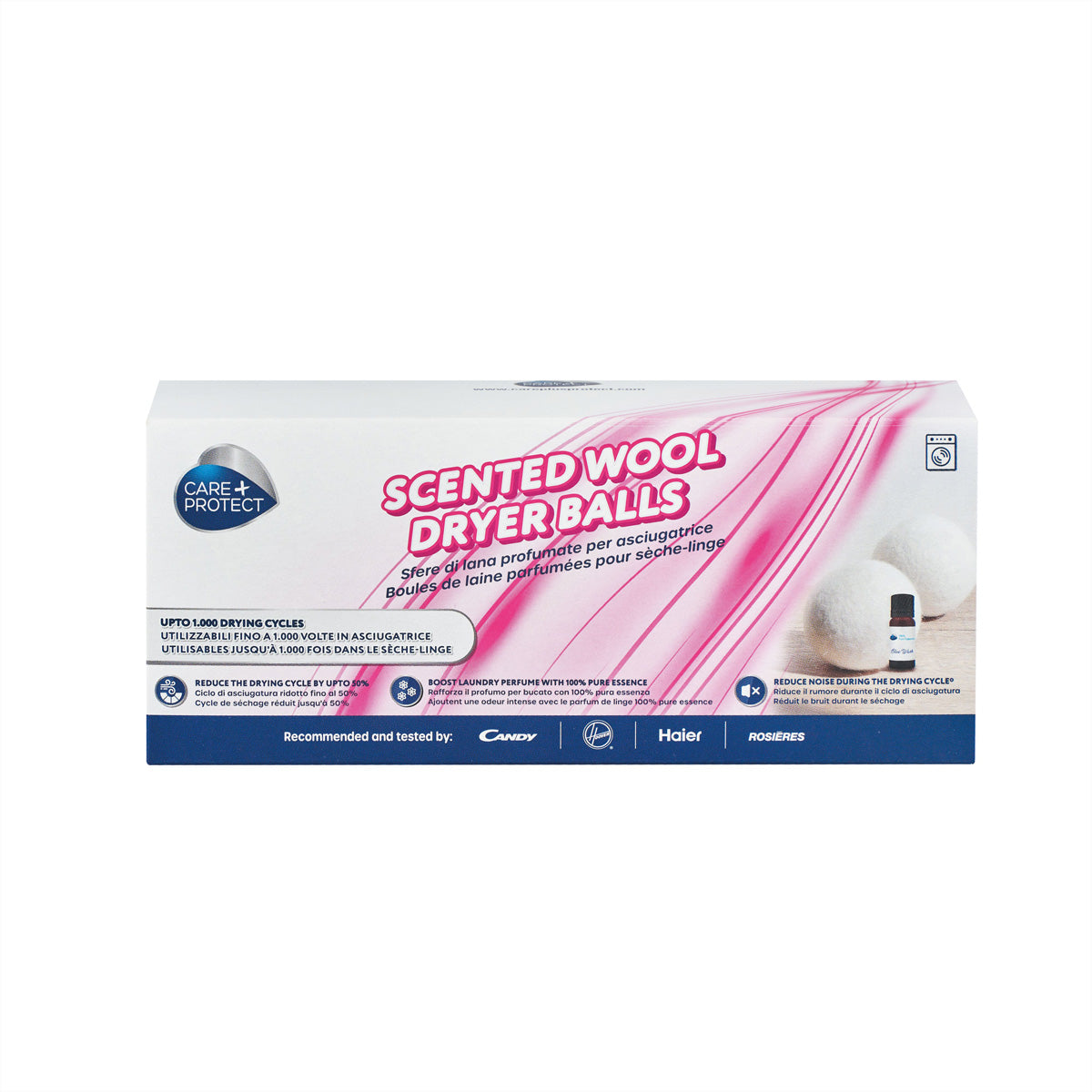 CarePlus Protect – Woll-Trocknerbälle mit 10 ml Duftöl