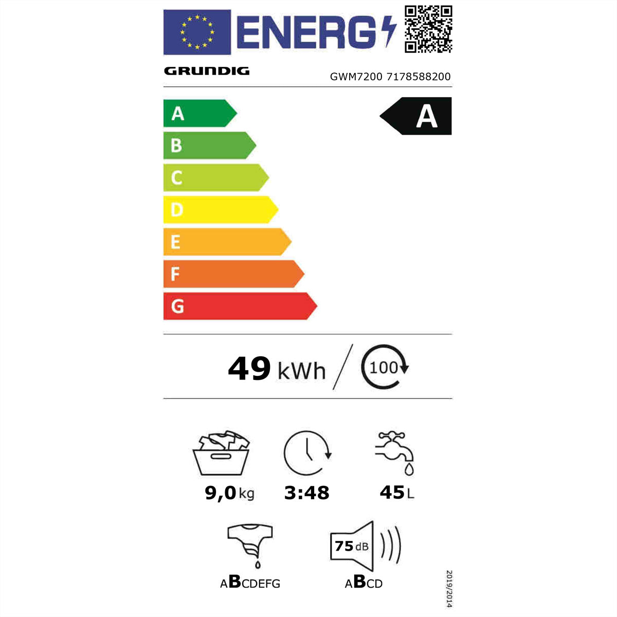 Grundig Kühlbox WM7200 – Energieeffizienzklasse A, 75 dB, Weiss, 60×58×84,5 cm