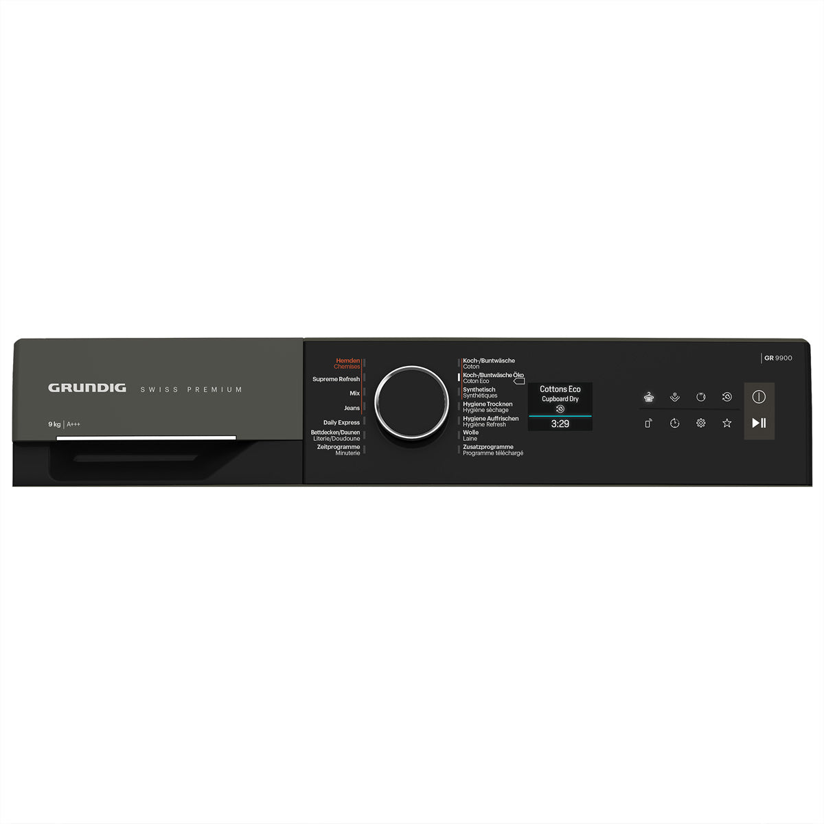 Grundig Wäschetrockner, GTR9100, 59,8 cm × 65,3 cm × 84,6 cm, Grau, 9 kg, A+++ – 1 Stück