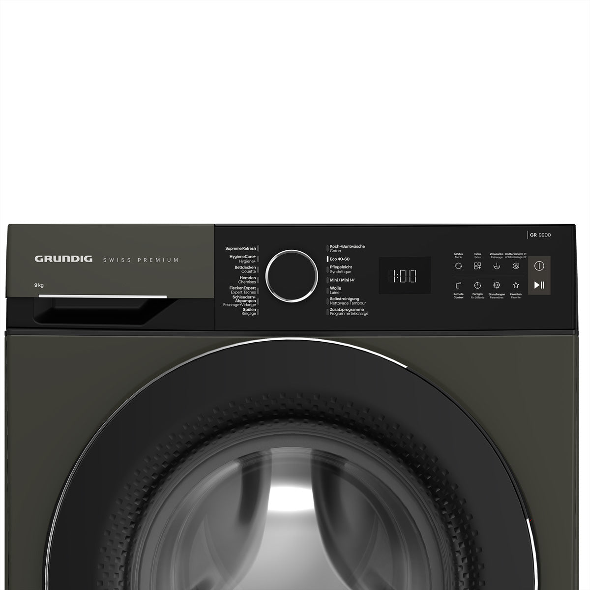 Grundig Waschmaschine GWM9100 – 9 kg, 1400 U/min, Invertermotor & HomeWhiz (Wi‑Fi) – grau