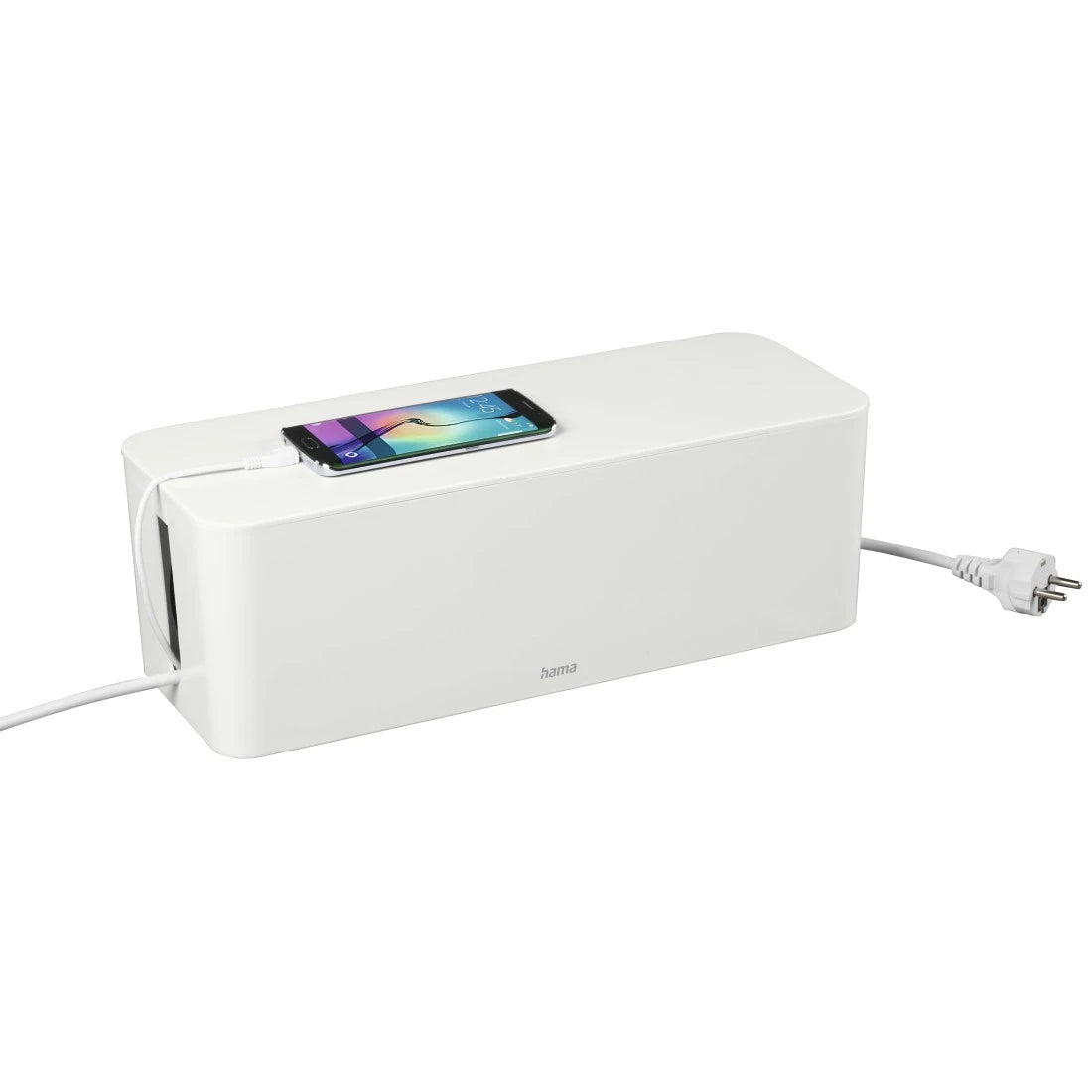 Hama Kabelbox – 406 × 156 mm, Kunststoff, Weiss, zuschneidbar, für Kabel bis Ø 20 mm
