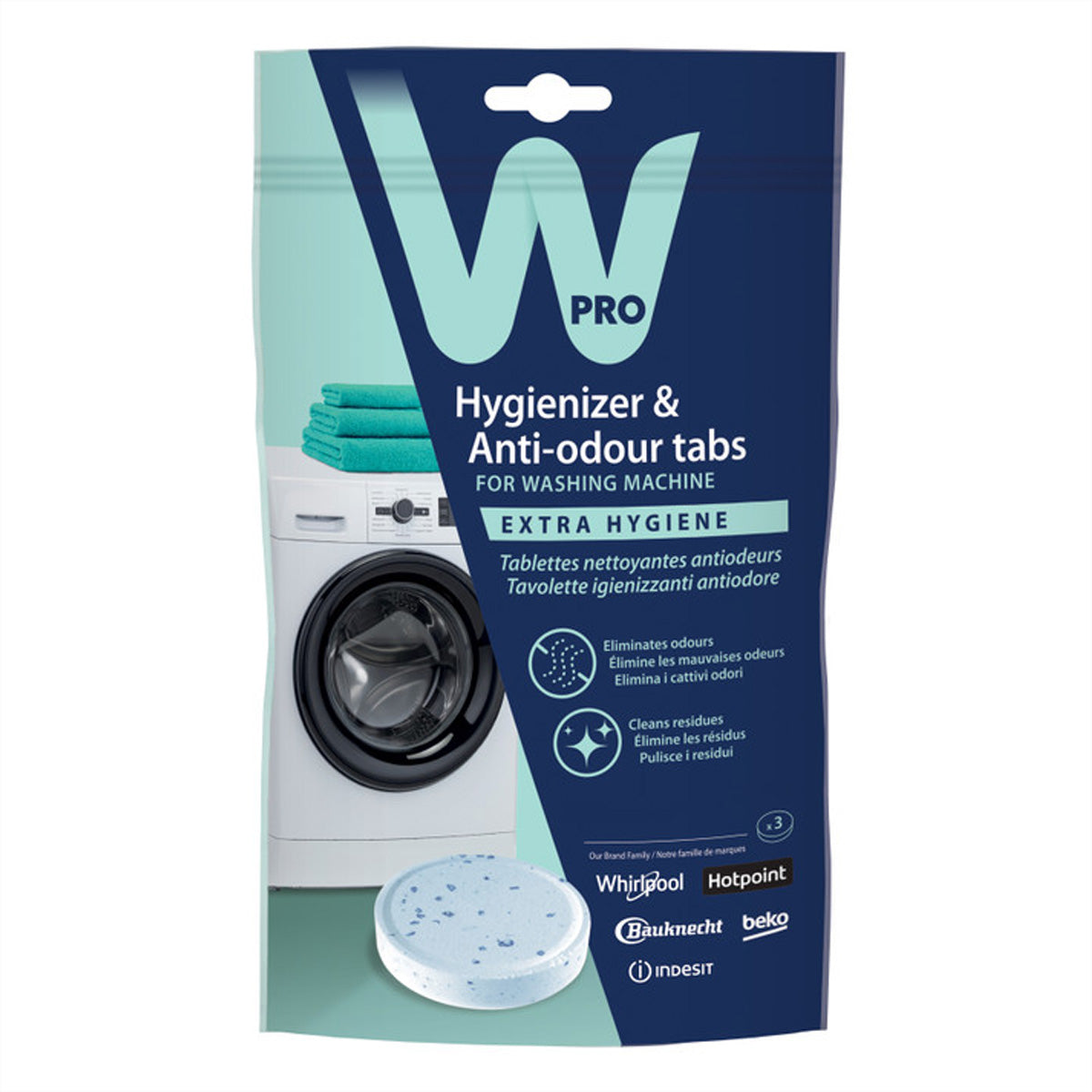Wpro AFR301 Waschmaschinenreiniger für Waschmaschine – 120 g, 3 Tabs