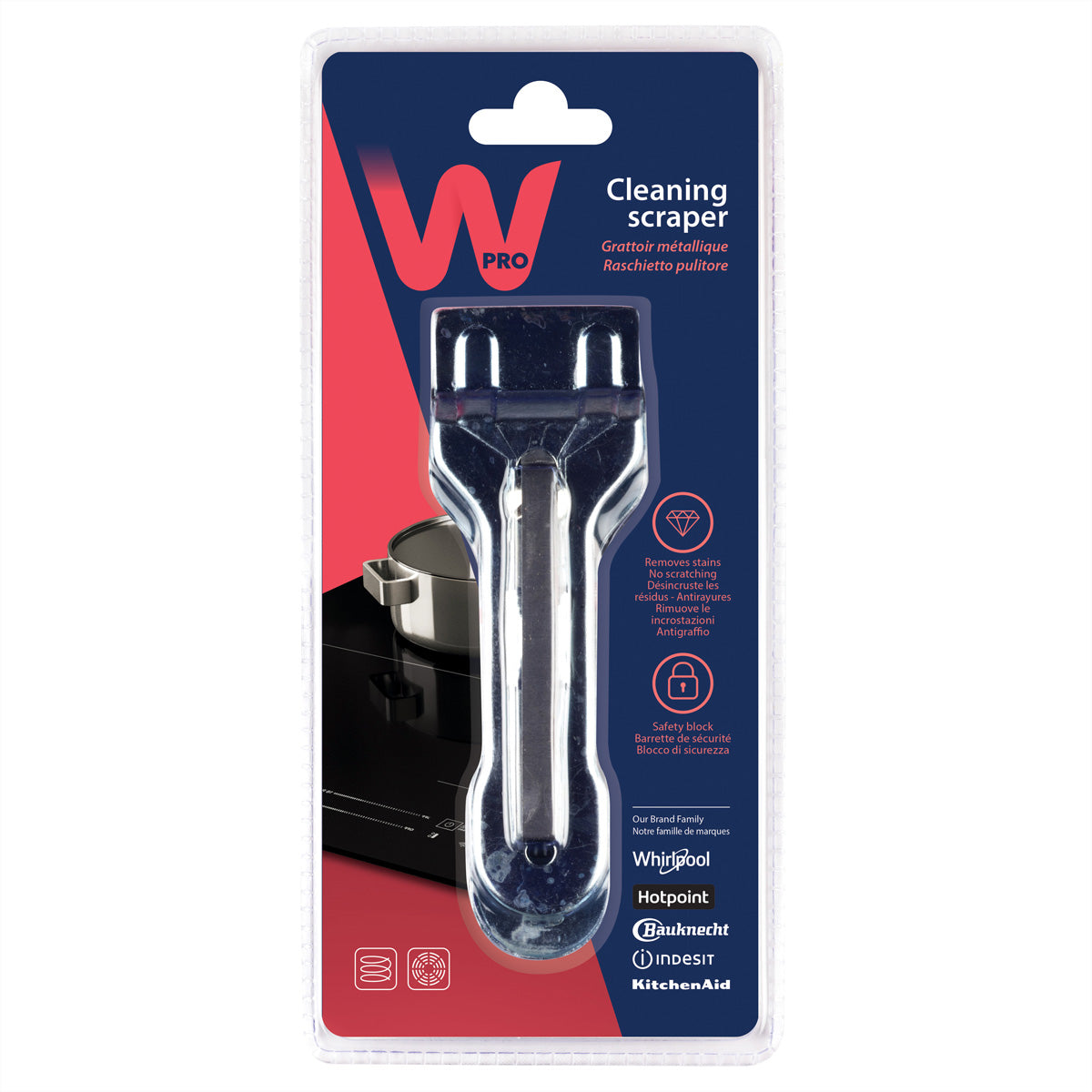 Wpro Schaber SCR300 – Stahlklinge, 0,5 × 4,2 × 9,0 cm, für Keramik, Induktion