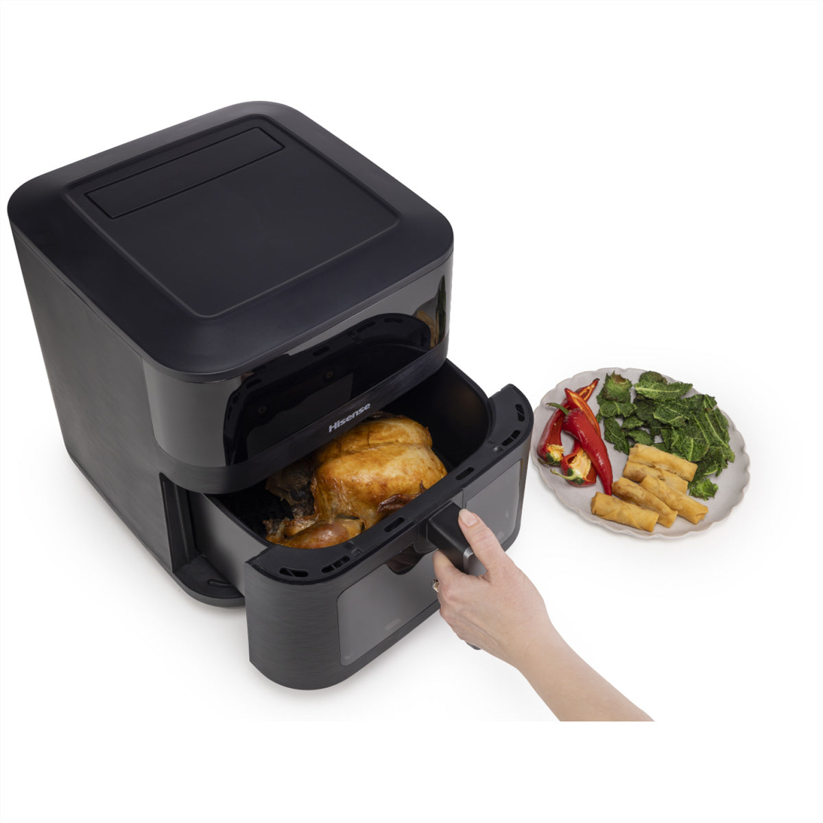 Hisense Heissluftfritteuse HAF2100DCD – 7,7 l, 10 Programme, 2100 W – schwarz