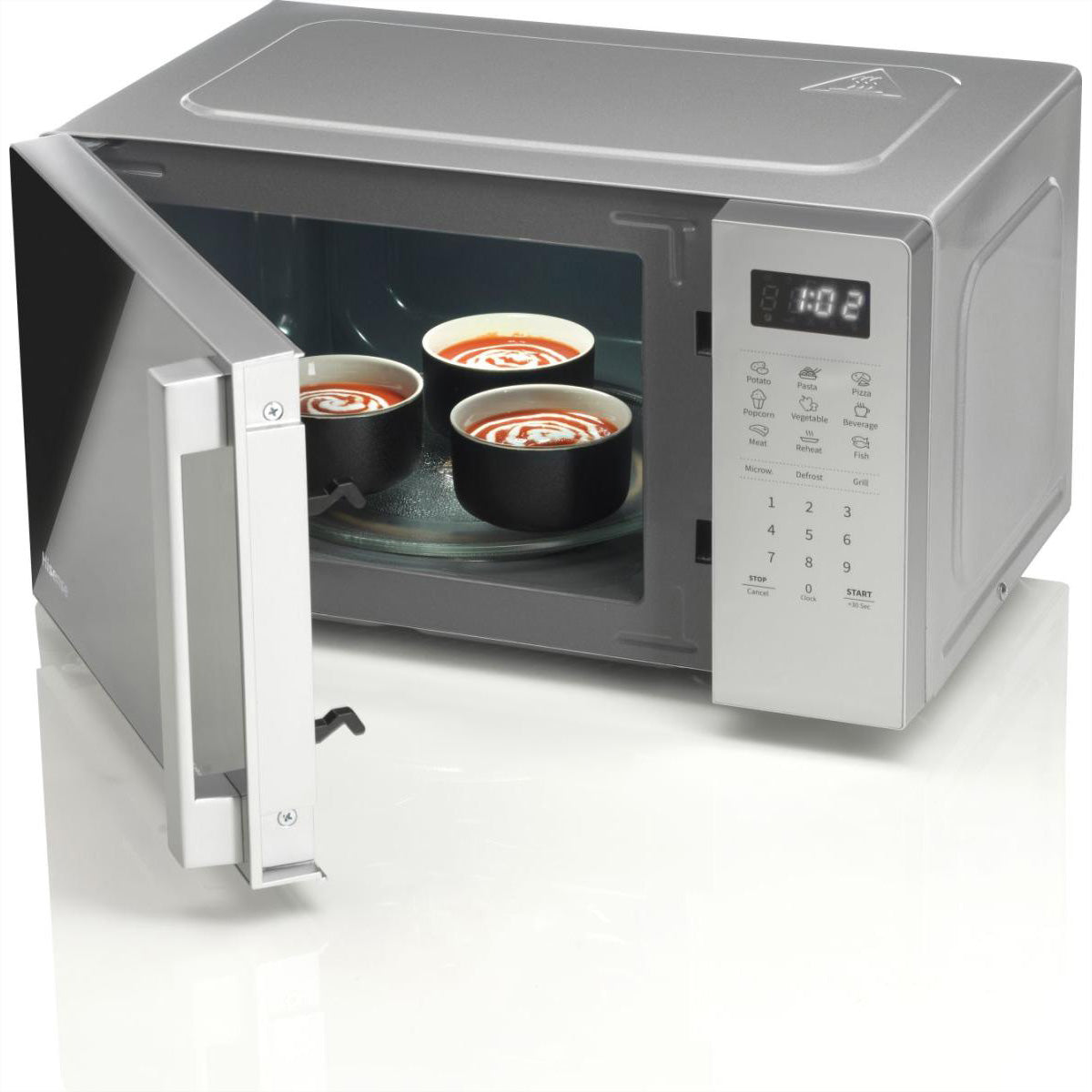 Hisense Kombi-Mikrowelle H20MOMS4HG – 20 l, Grill & Keramikboden, 700 W – Silber