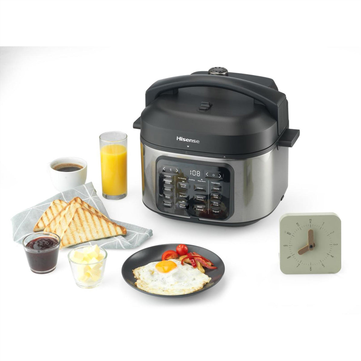 Hisense Reiskocher HMC6SBK – 6 l, 1500 W, Warmhaltefunktion – Schwarz/Edelstahl