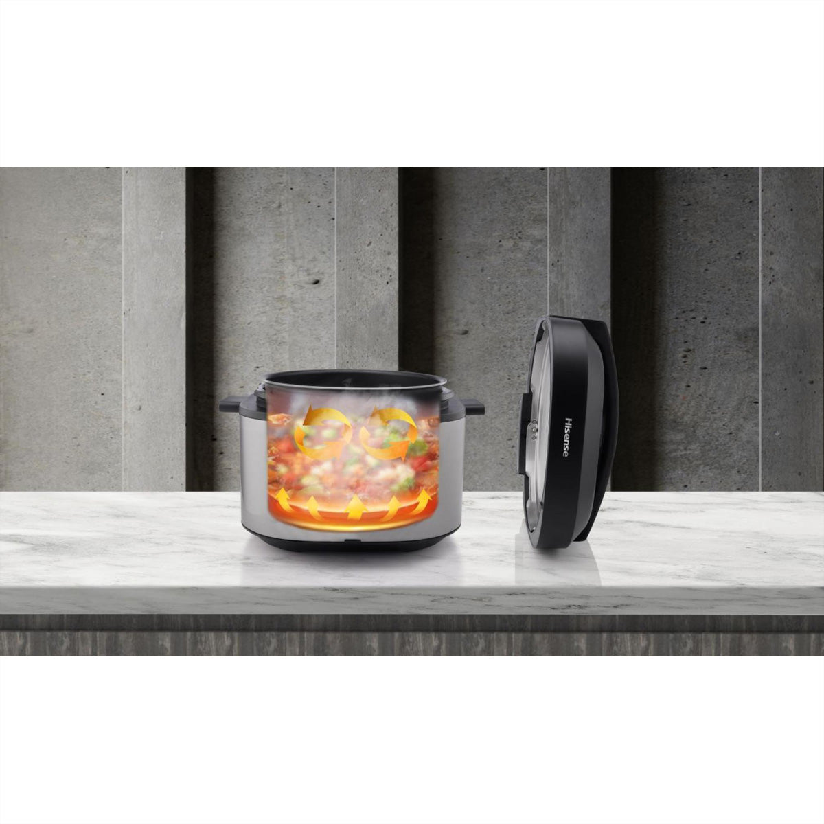 Hisense Reiskocher HMC6SBK – 6 l, 1500 W, Warmhaltefunktion – Schwarz/Edelstahl