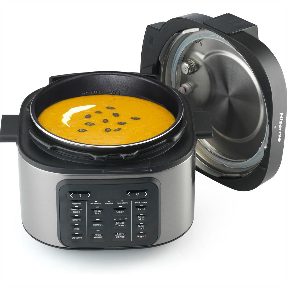 Hisense Reiskocher HMC6SBK – 6 l, 1500 W, Warmhaltefunktion – Schwarz/Edelstahl