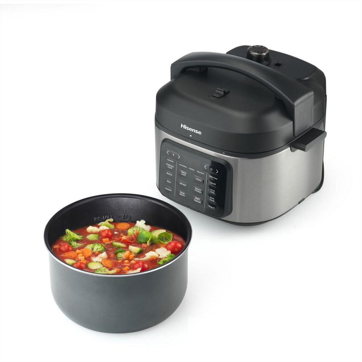 Hisense Reiskocher HMC6SBK – 6 l, 1500 W, Warmhaltefunktion – Schwarz/Edelstahl