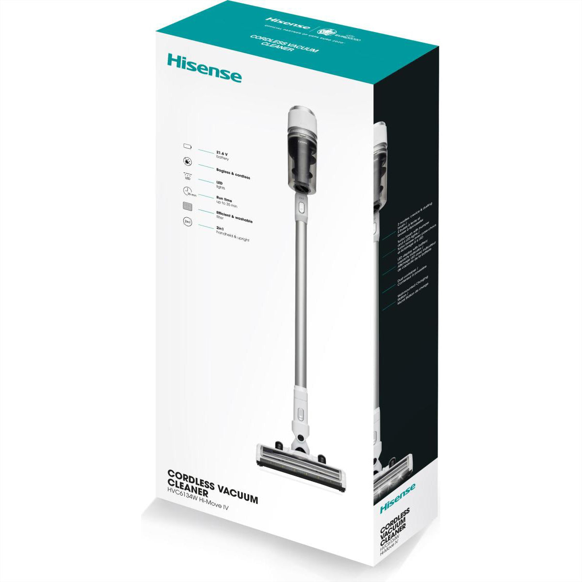 Hisense Kabelloser Staubsauger SHVC6134W, 2-in-1 – 35 Min., 30 AW, Behälter 0,5 l