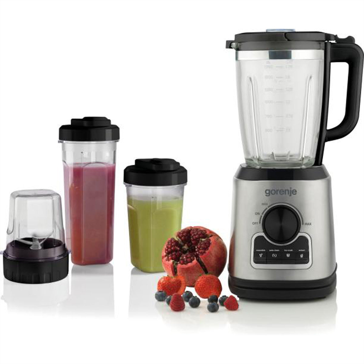 Gorenje Standmixer B1400BE – 1,75 l, 1400 W, spülmaschinenfest – schwarz/edelstahl