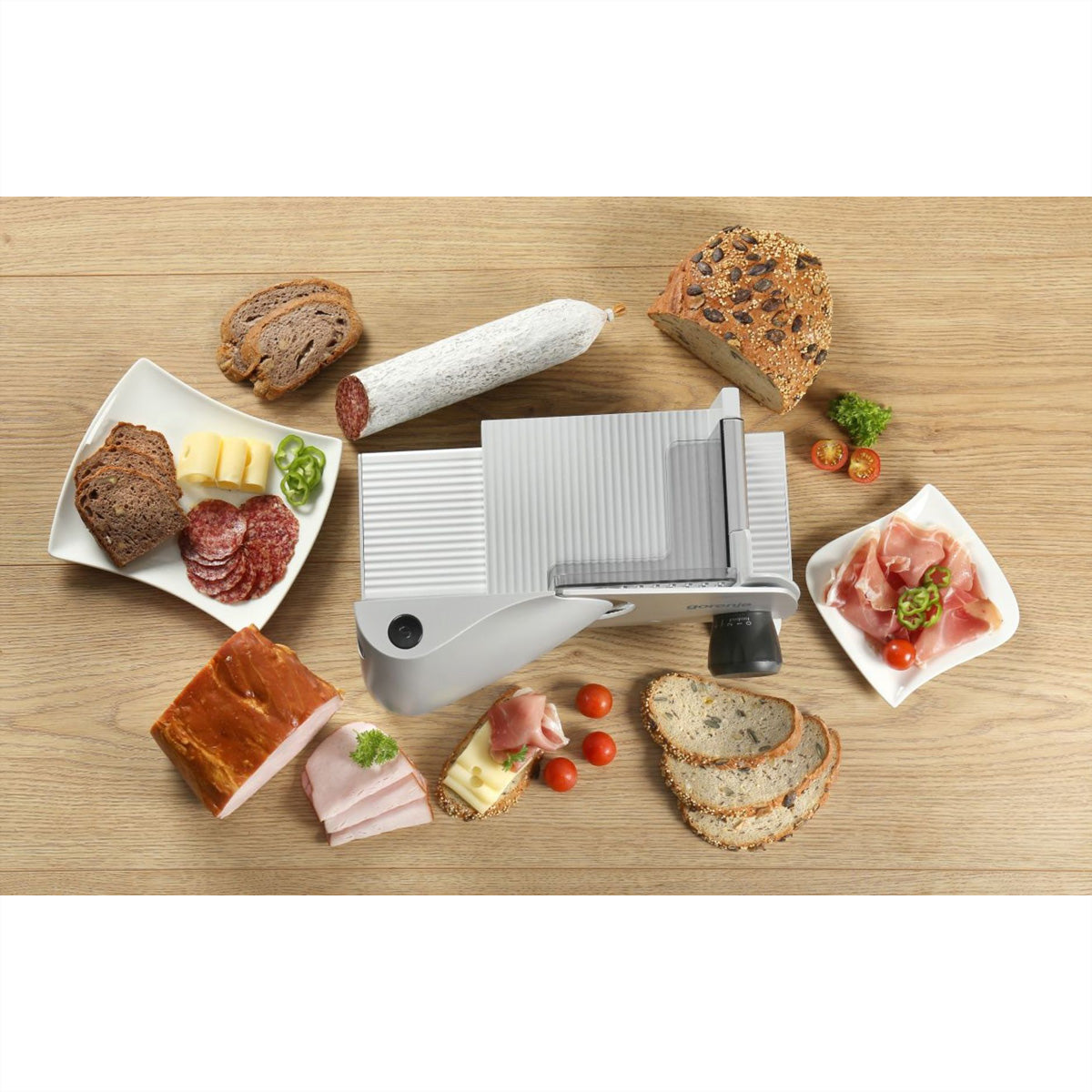 Gorenje Allesschneider R607A – 15 mm, Ø 17 cm, 110 W – Kunststoff/Edelstahl