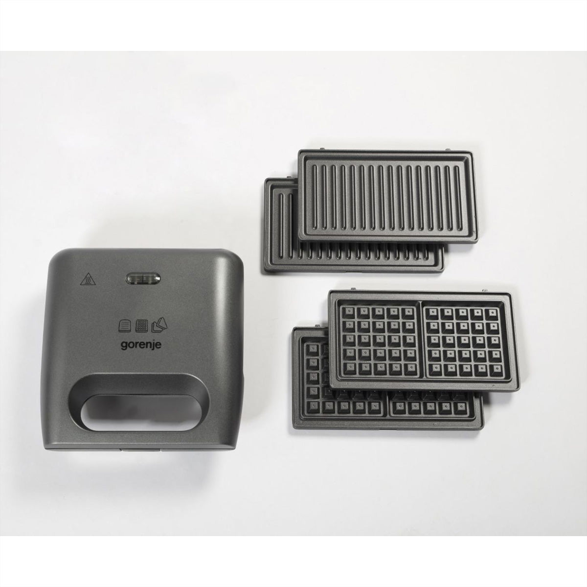 Gorenje Sandwichmaker SM703GCG – 700 W, Abnehmbare Platten & Antihaftbeschichtung – Silber