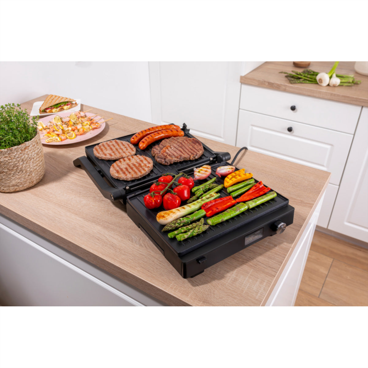 Gorenje Kontaktgrill GCG2000SD – 2000 W, spülmaschinenfest – schwarz