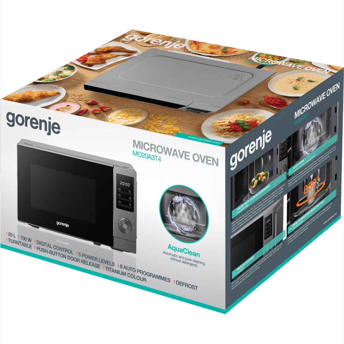 Gorenje Solo-Mikrowelle MO20A3T4 – 20 l, 700 W – schwarz/grau