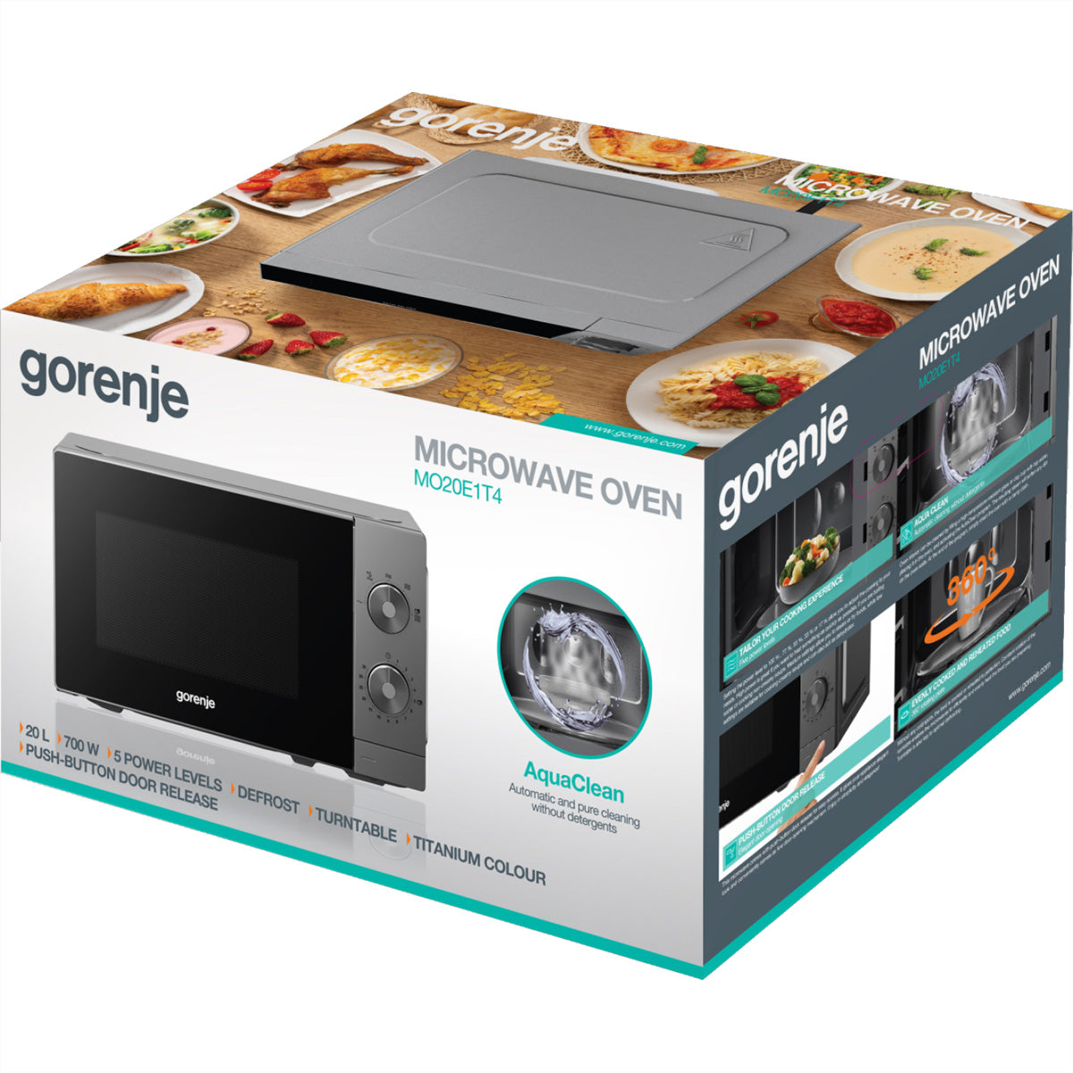 Gorenje Mikrowelle MO20E1T4 – 20 l, 700 W – schwarz/edelstahl