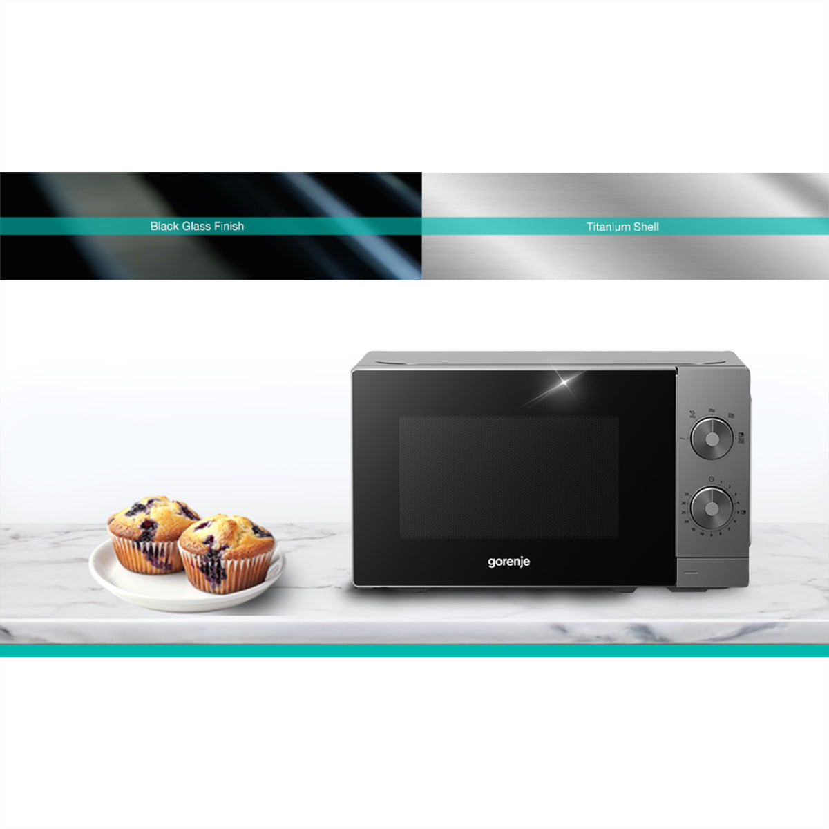 Gorenje Mikrowelle MO20E1T4 – 20 l, 700 W – schwarz/edelstahl