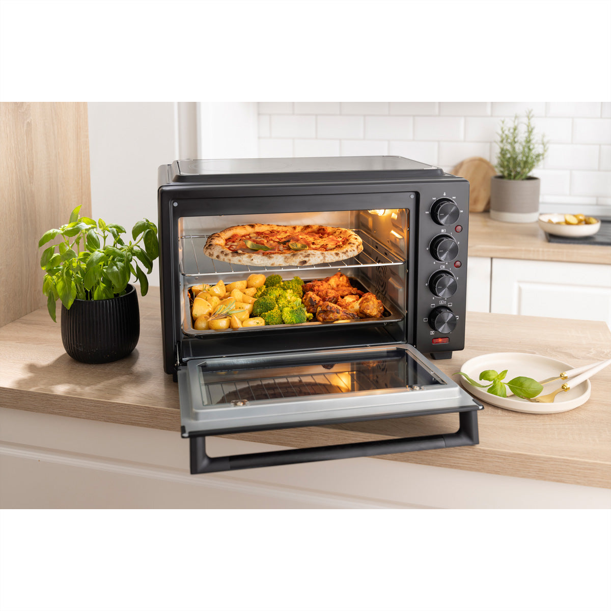 Gorenje Mini Ofen OM38GBC – 38 l, Grill & Heissluft, 3500 W – schwarz