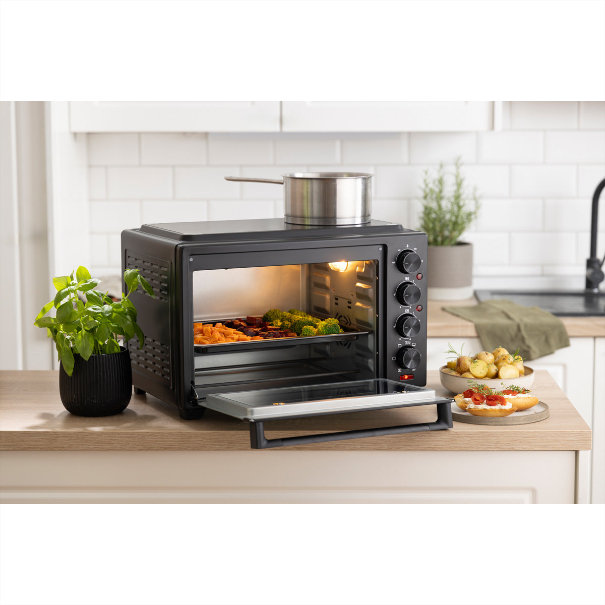 Gorenje Mini Ofen OM38GBC – 38 l, Grill & Heissluft, 3500 W – schwarz