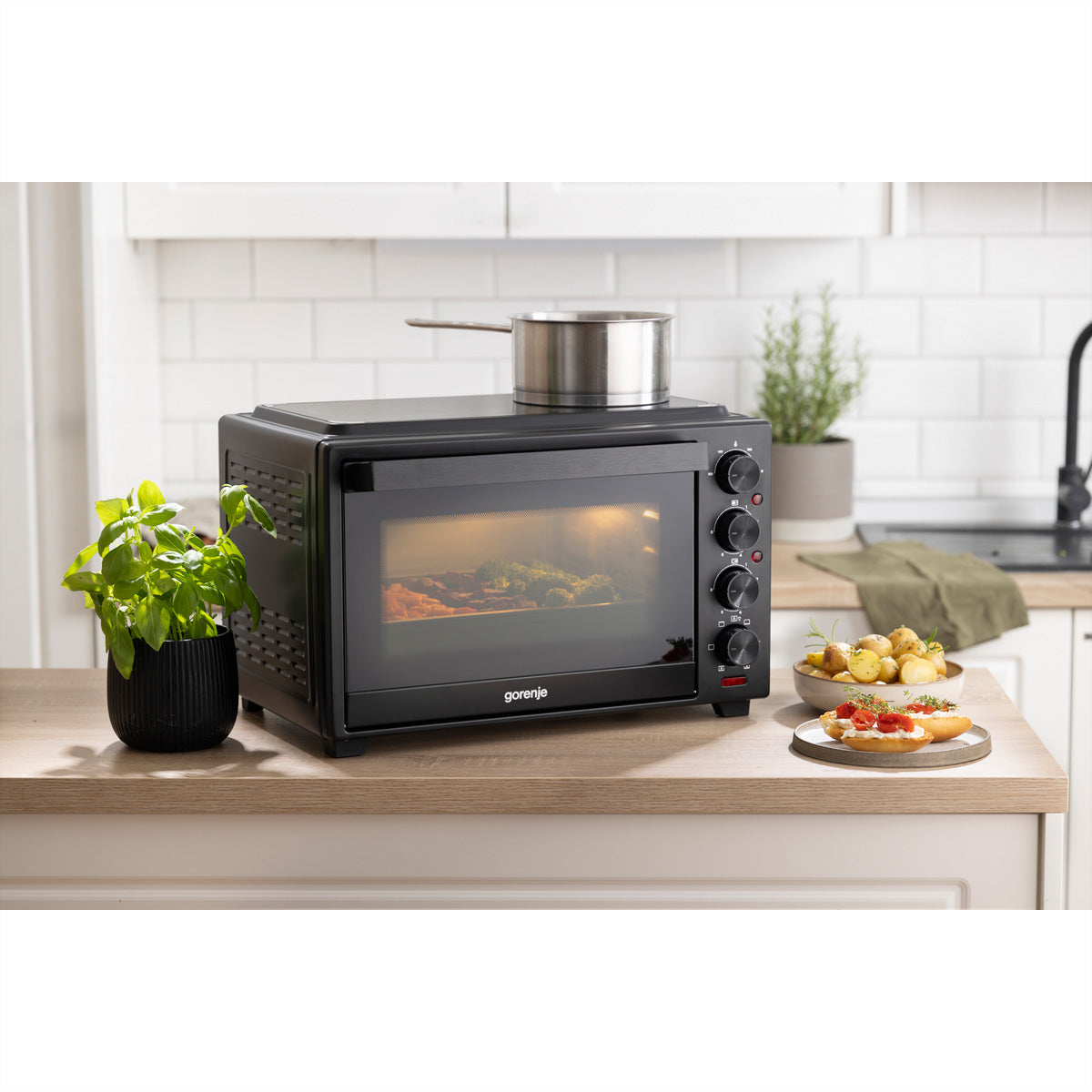Gorenje Mini Ofen OM38GBC – 38 l, Grill & Heissluft, 3500 W – schwarz