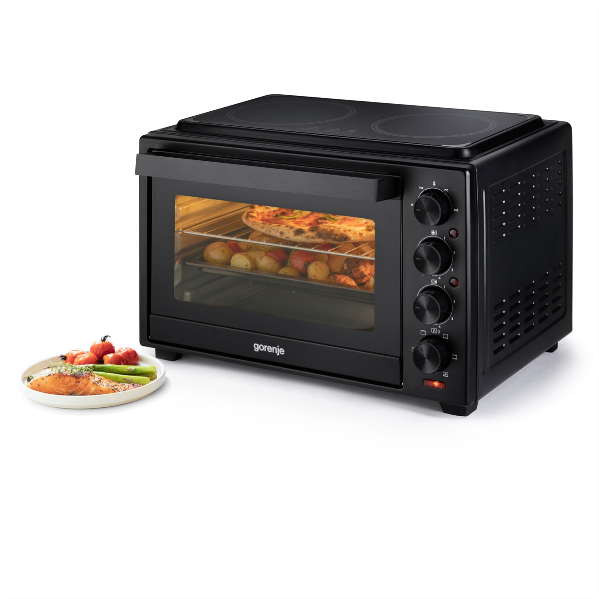 Gorenje Mini Ofen OM38GBC – 38 l, Grill & Heissluft, 3500 W – schwarz