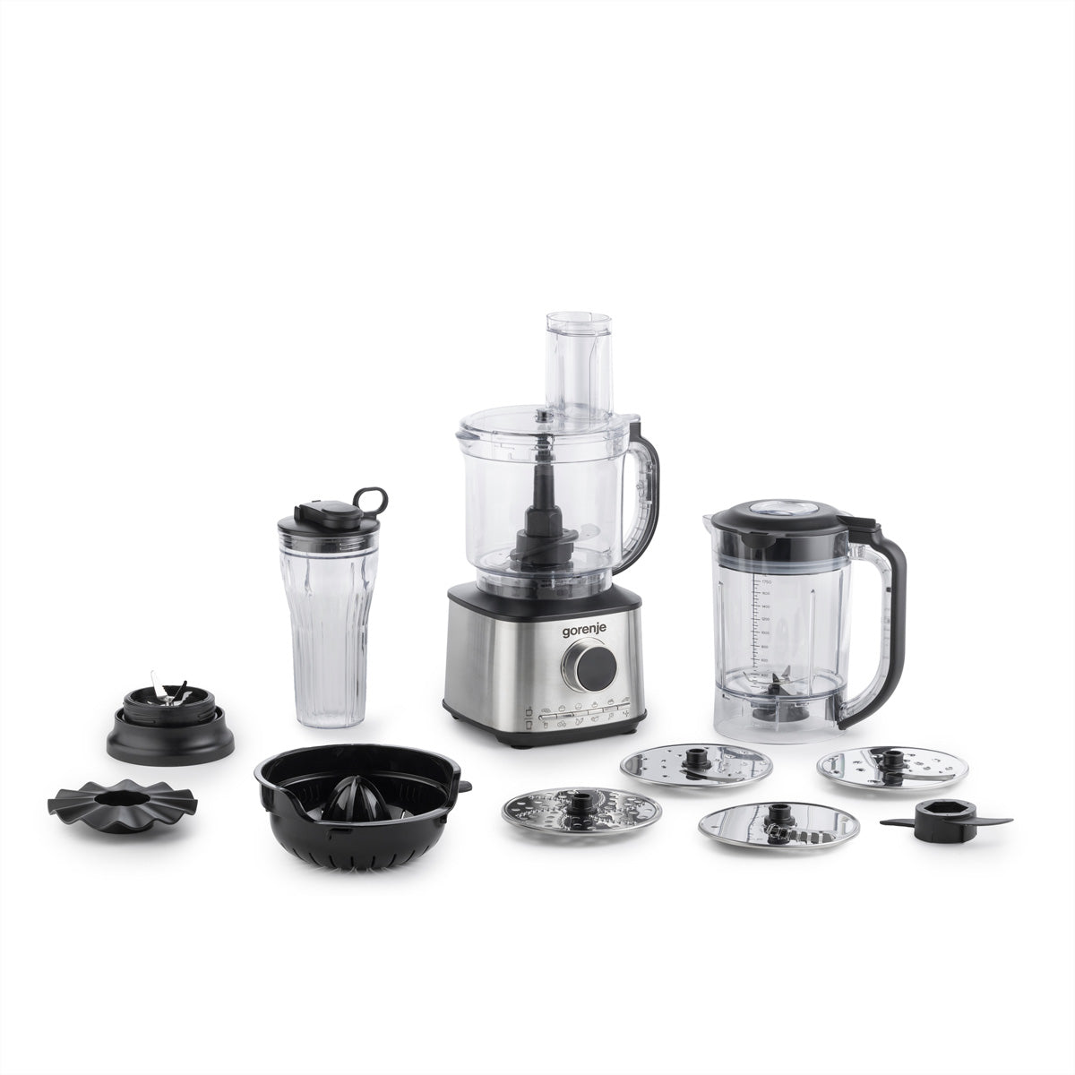 Gorenje Kompakte Küchenmaschine SBR1500E – 2 l Schüssel, 1,75 l Mixer, 1500 W – Weiss/Edelstahl