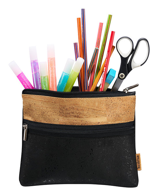 Kolma Reissverschlusstasche – 148 × 210 mm, Kork, Schwarz/Braun – 1 Stück
