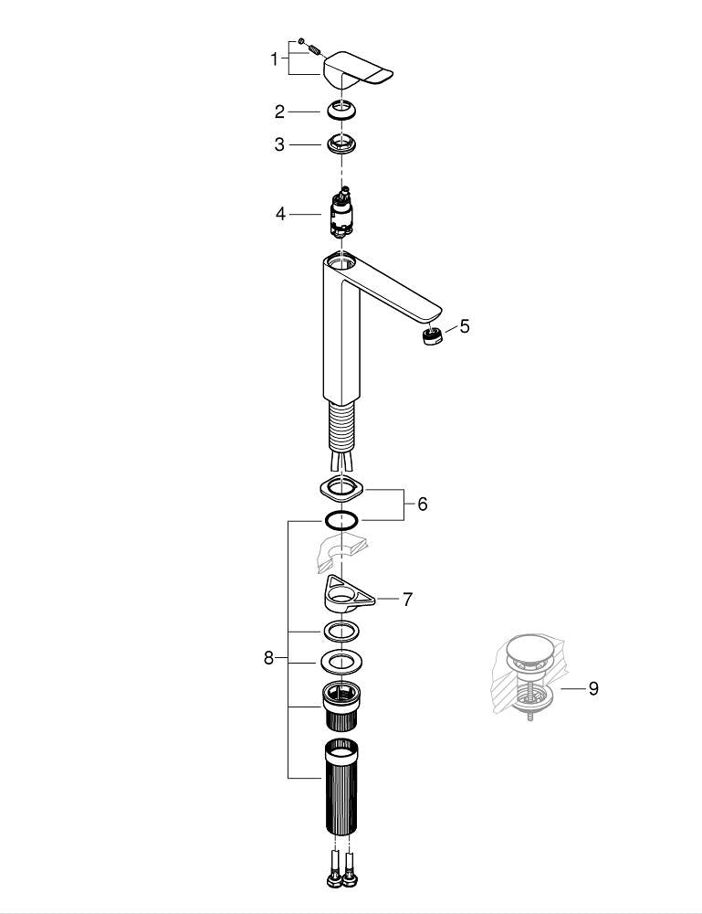 GROHE Badebatterie (Unterputz) – Einhebelmischer, Metall, Chrom