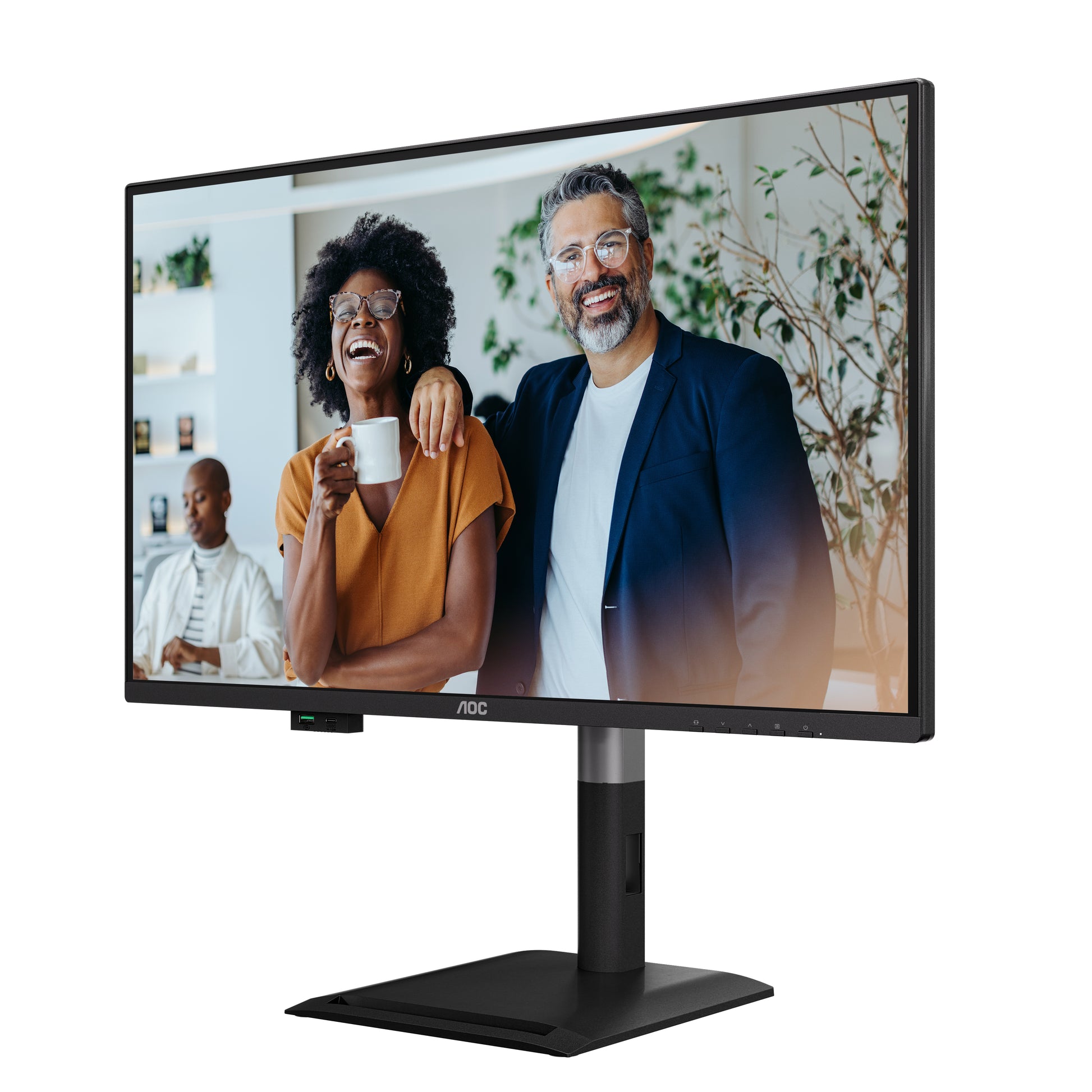 AOC Q27P4CV – Monitor, 27", 2560 × 1440 (WQHD), IPS, 120 Hz, USB-C, KVM, Lautsprecher, VESA 100 × 100, Schwarz