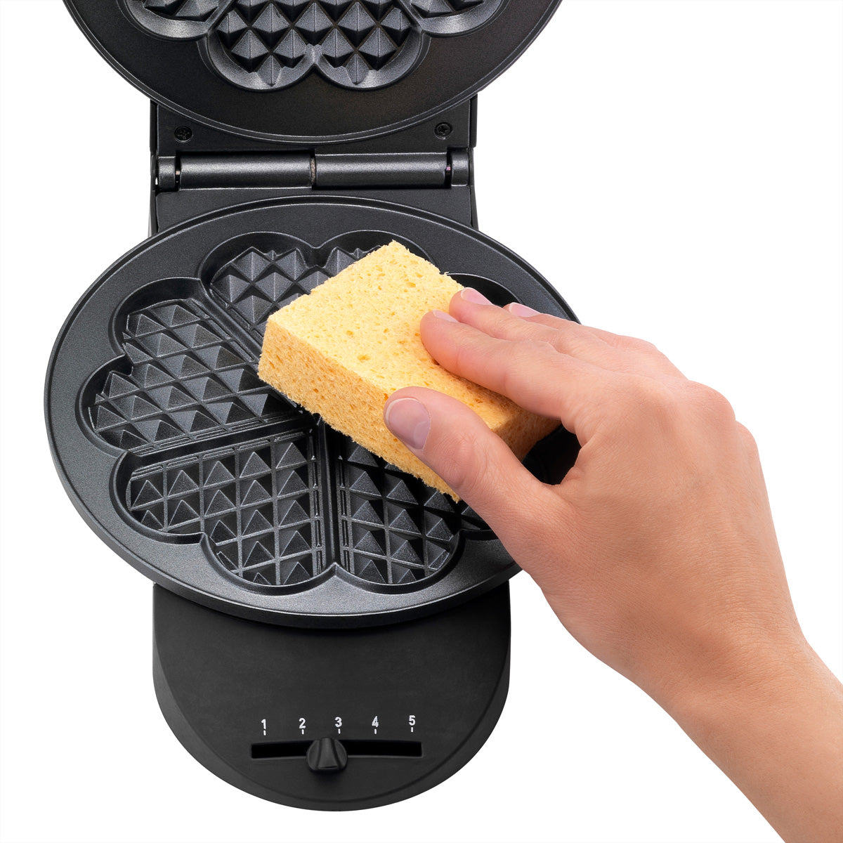 Tefal Waffeleisen – 5 Waffeln, Herzform, 1000 W, Antihaftbeschichtet – Schwarz/Edelstahl