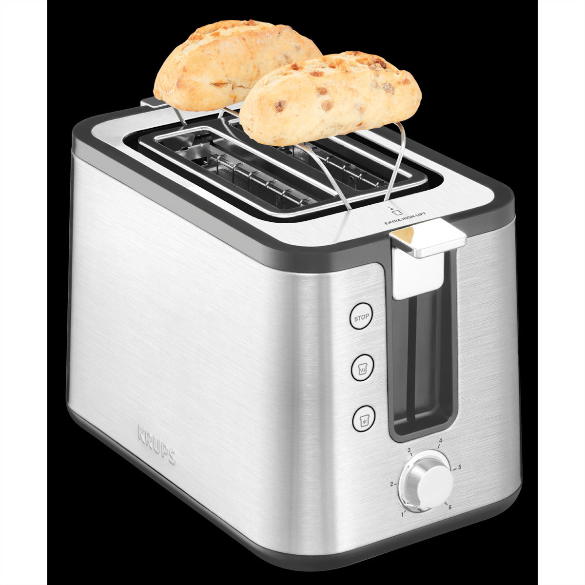 Krups Toaster Control Line – 2 Scheiben, 6 Bräunungsstufen, 850 W – Edelstahl