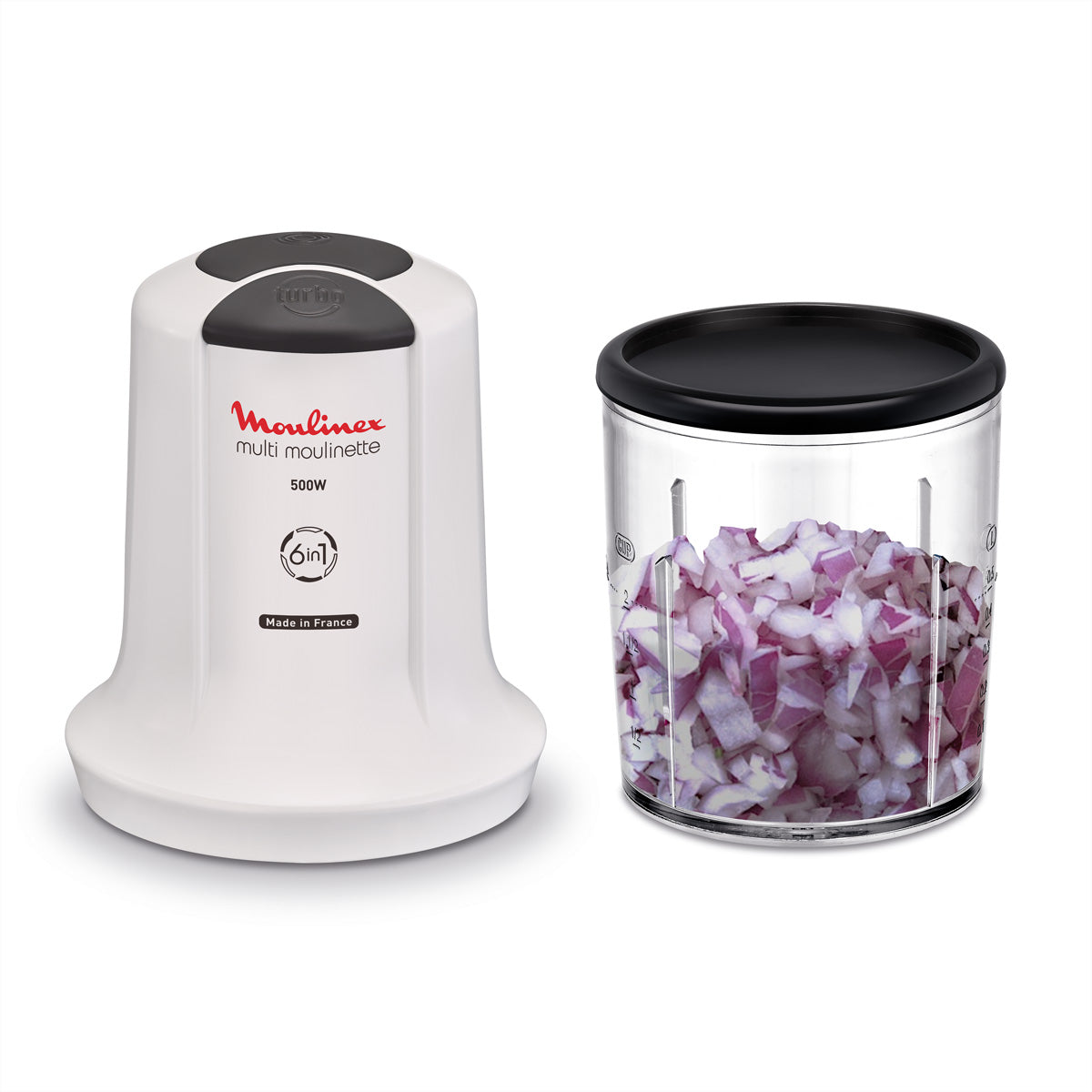Moulinex Multimoulinette XXL 6in1 Standmixer – 500 ml, 500 W, 2 Geschwindigkeiten – Weiss
