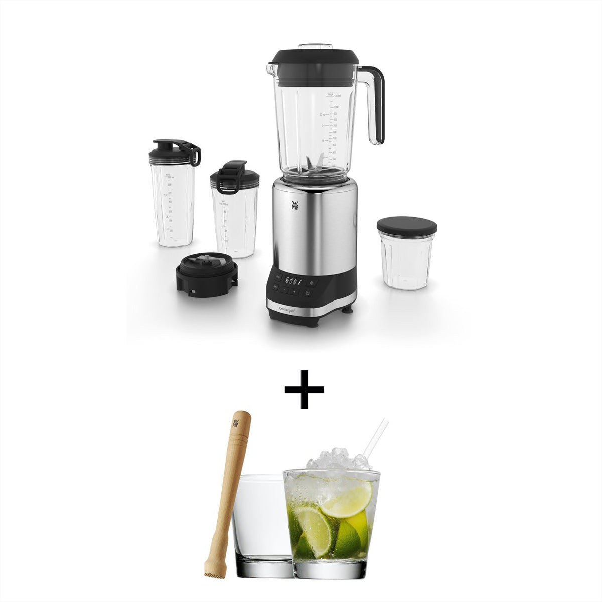 WMF Smoothie-Mixer kult X Mix & Go – 0,6 l, 300 W, To-Go – silber/schwarz