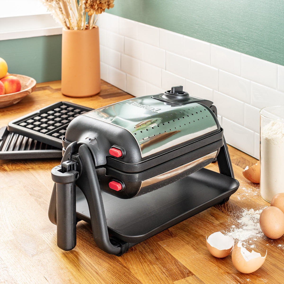 Tefal Waffeleisen WM755DCH – 2 Waffeln, 4in1 (Waffel/Toast/Panini/Grill), 1'200 W – Schwarz/Edelstahl