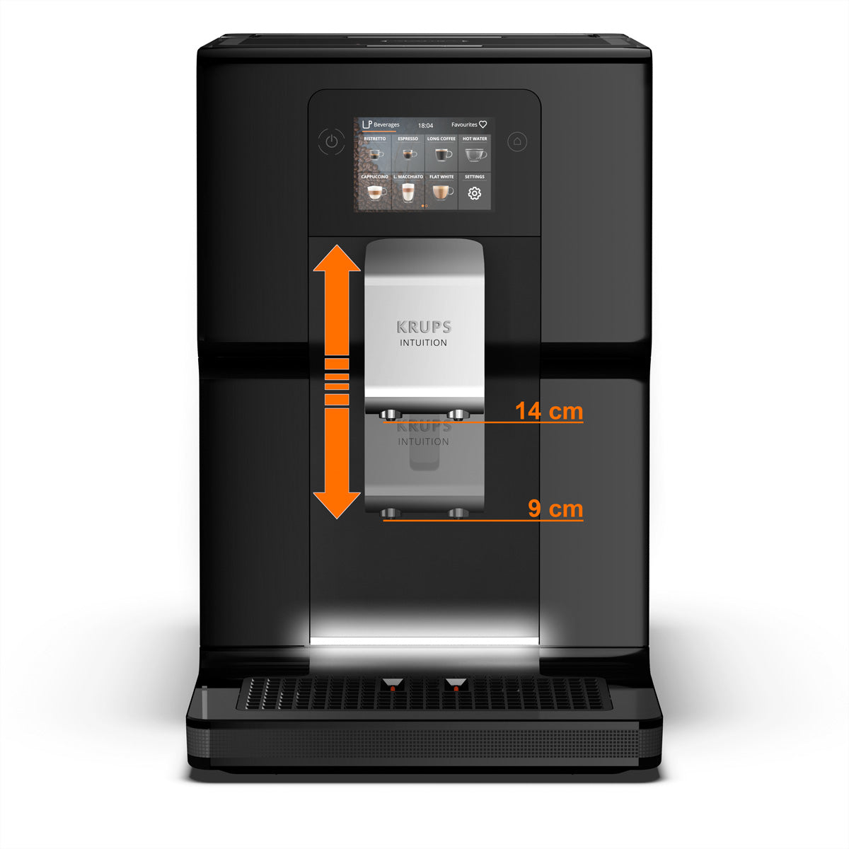 Krups EA873810 Kaffeevollautomat – 3 l, One Touch Cappuccino-System, schwarz, 40,5 × 36,5 × 24,5 cm