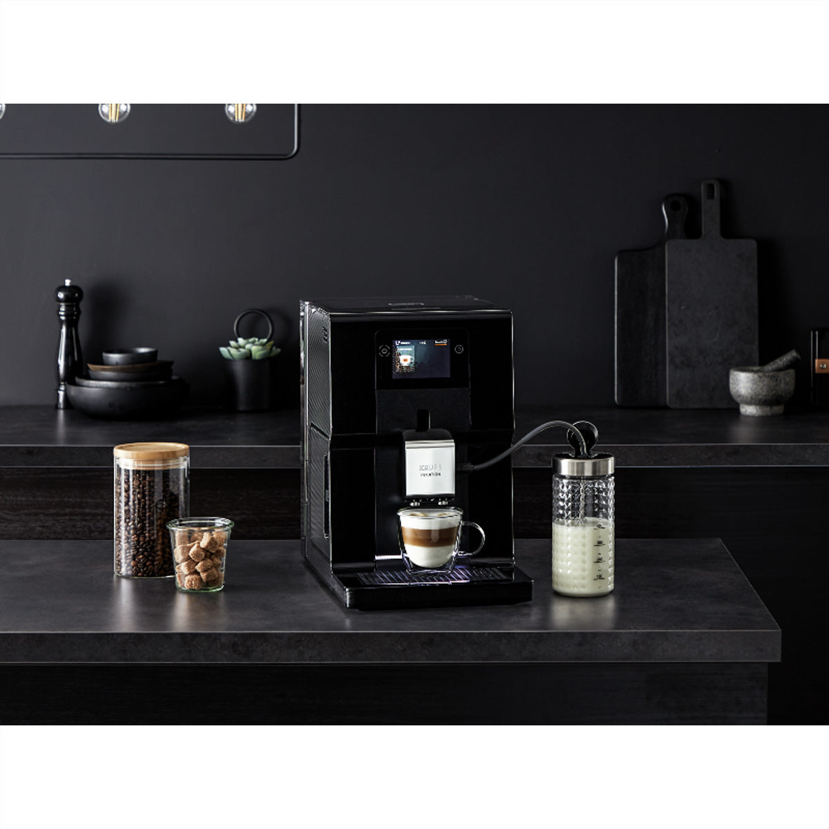 Krups EA873810 Kaffeevollautomat – 3 l, One Touch Cappuccino-System, schwarz, 40,5 × 36,5 × 24,5 cm