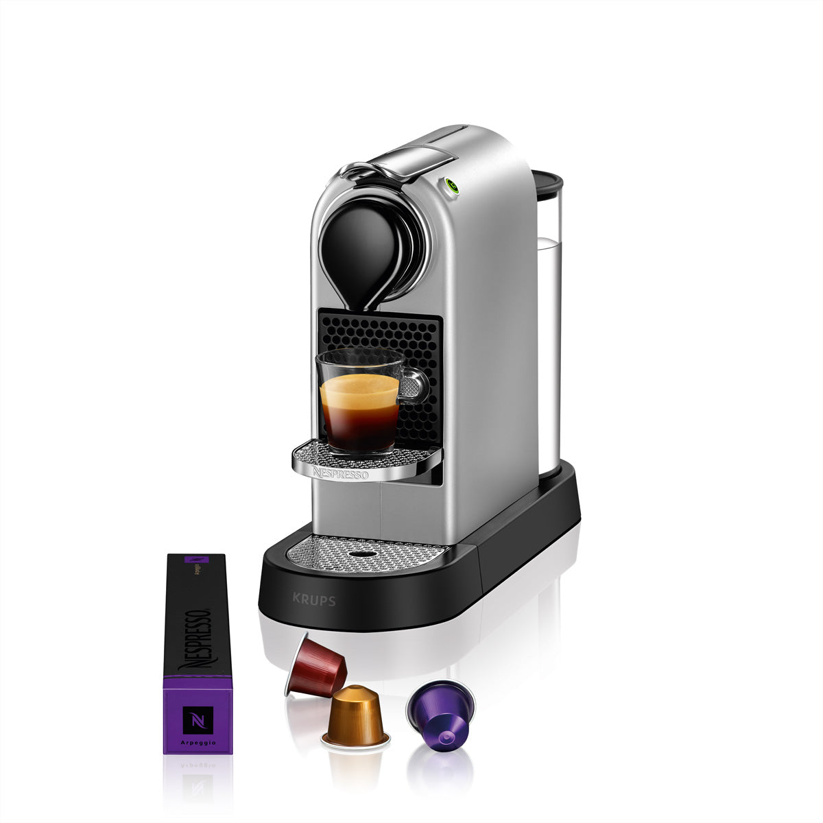 Krups CitiZ XN741BCH Kapselmaschine – für Nespresso, silber, 37,2 × 13 × 27,8 cm