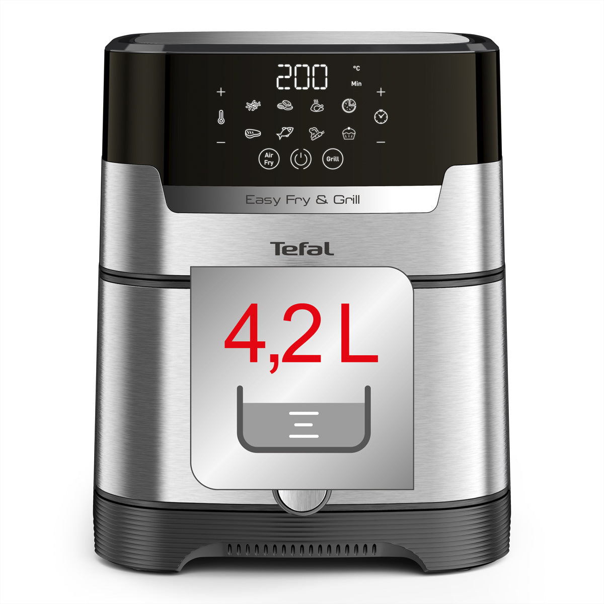 Tefal Heissluftfritteuse EY505D15 – 4,2 l, Grill- und Bratfunktion, 1550 W – Edelstahl